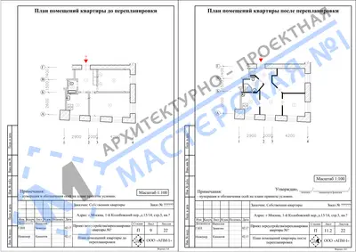 Перепланировка: г.Москва, 1-й Колобовский пер., д.13/14, стр.3