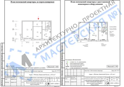 Перепланировка: г.Москва, Кавказский бульв., д.50, кв.