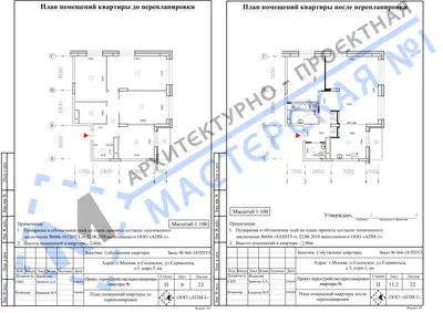 Перепланировка: г.Москва, п.Сосенское, ул.Сервантеса, д.3, корп.3, кв.