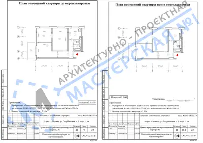 Перепланировка: г.Москва, ул.Голубинская, д.3, корп.1, кв