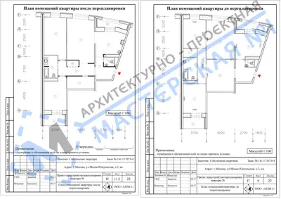 Перепланировка: г.Москва, ул.Малая Юшуньская, д.3, кв. а