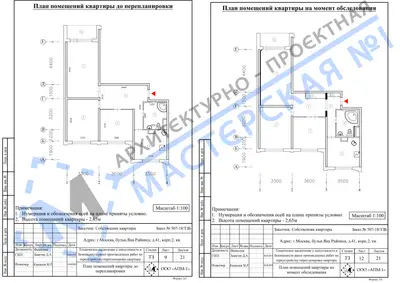 Перепланировка: г.Москва, бульв.Яна Райниса, д.41, корп.2, кв.