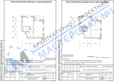 Перепланировка: г.Москва, бульвар Академика Ландау, д.1, кв.