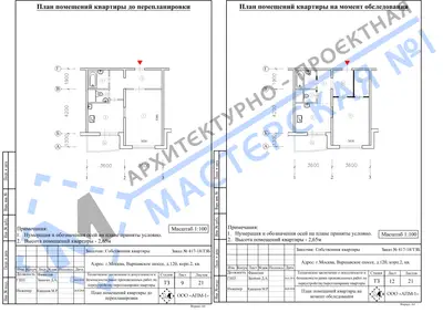 Перепланировка: г.Москва, Варшавское шоссе, д.120, корп.2, кв.