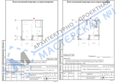 Перепланировка: г.Москва, Волоколамское ш., д.71, корп.1, кв. а