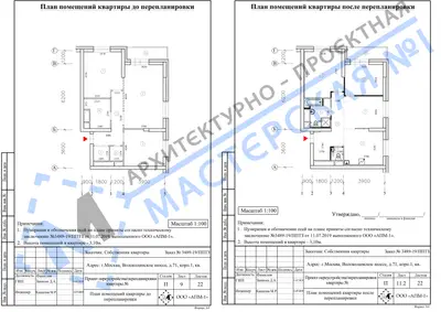 Перепланировка: г.Москва, Волоколамское ш., д.71, корп.1, кв. в