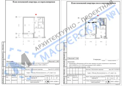 Перепланировка: г.Москва, Волоколамское ш., д.71, корп.1, кв. д