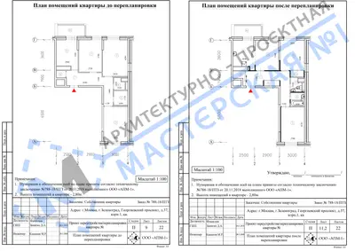 Перепланировка: г.Москва, г.Зеленоград, пр-кт Георгиевский, д.37, корп.1, кв.