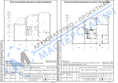 Перепланировка: г.Москва, г.Московский, ул.Радужная, д.14, корп.1, кв.