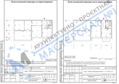 Перепланировка: г.Москва, Мичуринский пр-т., д.27, корп.3, кв.