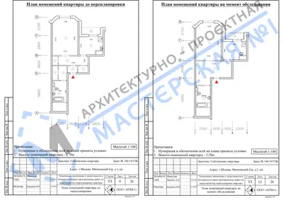 Перепланировка: г.Москва, Мячковский б-р, д.1, кв.