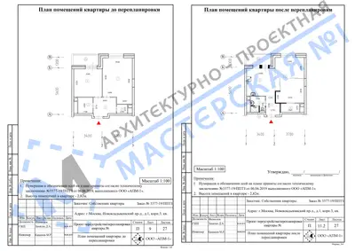 Перепланировка: г.Москва, Нововладыкинский пр-д., д.1, корп.3, кв а