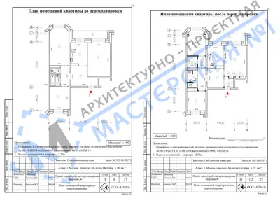 Перепланировка: г.Москва, пр-т 60-летия Октября, д.19, кв.