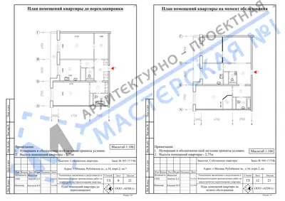 Перепланировка: г.Москва, Рублевское ш., д.34, корп.2, кв.