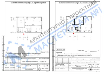 Перепланировка: г.Москва, Рязанский просп., д.2-1, корп.2, кв.