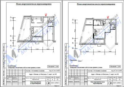 Перепланировка: г.Москва, ул. Флотская, д.7, корп. 1, ап. 166