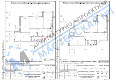 Перепланировка: г.Москва, ул. Клинская, д.3, к.1, кв.