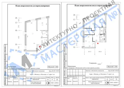 Перепланировка: г.Москва, ул. Флотская, д.7, корп.1, ап.