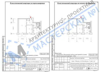 Перепланировка: г.Москва, ул. 2-я Пугачевская, д.7, корп.1, кв.