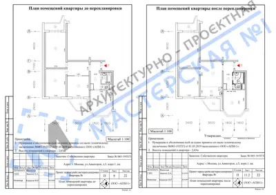 Перепланировка: г.Москва, ул.Авиаторов, д.5, корп.1, кв.