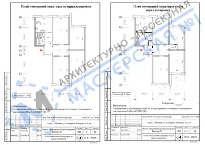 Перепланировка: г.Москва, ул.Адмирала Лазарева, д.8, кв.