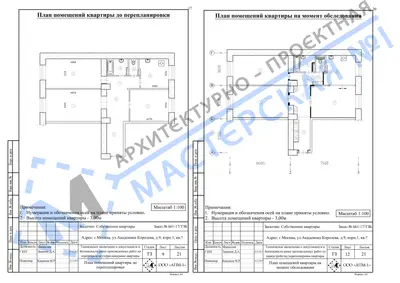 Перепланировка: г.Москва, ул.Академика Королева, д.9, корп.1, кв.а