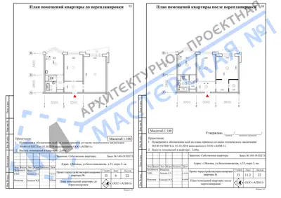 Перепланировка: г.Москва, ул.Болотниковская, д.33, корп.3, кв