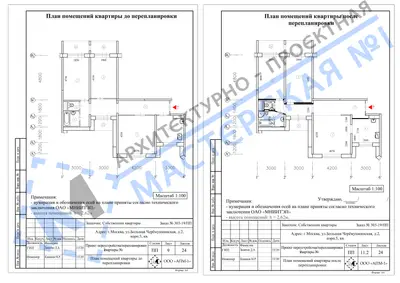 Перепланировка: г.Москва, ул.Большая Черемушкинская, д.2, корп.5, кв.