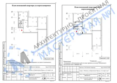 Перепланировка: г.Москва, ул.Борисовские Пруды, д.14, корп.4, кв.