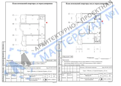 Перепланировка: г.Москва, ул.Герасима Курина, д.26, кв.