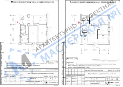 Перепланировка: г.Москва, ул.Кржижановского, д.1-19, кв.
