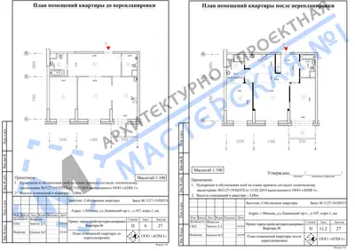 Перепланировка: г.Москва, ул.Ленинский пр-т, д.107, корп.1, кв.