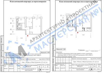 Перепланировка: г.Москва, ул.Малая Грузинская, д.25, стр.2, кв.