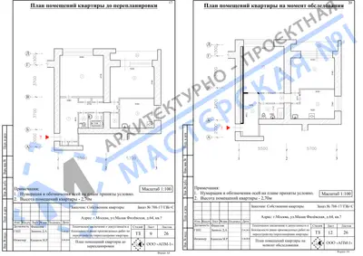 Перепланировка: г.Москва, ул.Малая Филевская, д.64, кв.