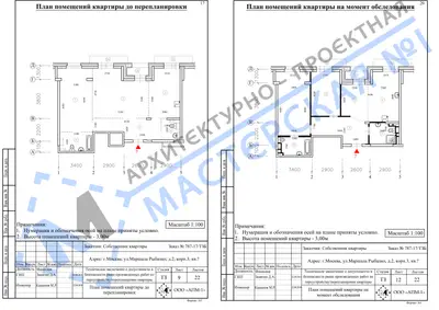 Перепланировка: г.Москва, ул.Маршала Рыбалко, д.2, корп.3, кв.