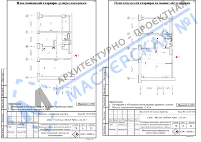 Перепланировка: г.Москва, ул.Новый Арбат, д.22, кв.