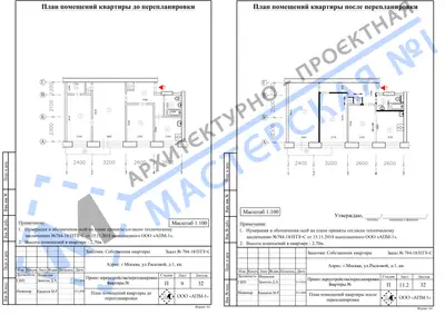 Перепланировка: г.Москва, ул.Расковой, д.1, кв.