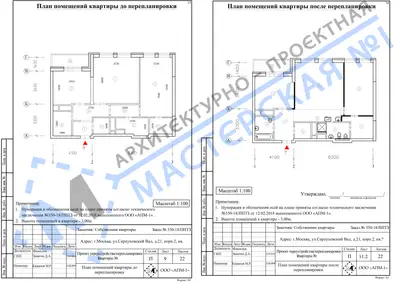 Перепланировка: г.Москва, ул.Серпуховский Вал, д.21, корп.2, кв. к