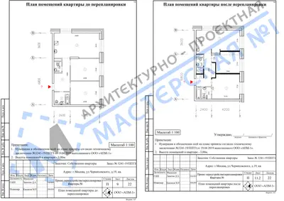 Перепланировка: г.Москва, ул.Черняховского, д.19, кв. г