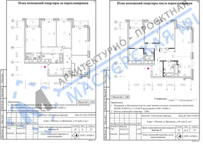 Перепланировка: г.Москва, ул.Ярцевская, д.34, корп.2, кв. б