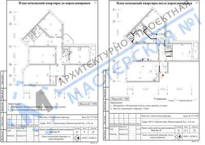 Перепланировка: М.О, г.Красногорск, Красногорский б-р, д.19, кв.