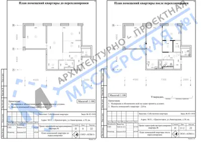 Перепланировка: М.О., г.Красногорск, ул.Авангардная, д.10, кв.