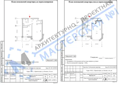 Перепланировка: М.О., г.Красногорск, ул.Лесная, д.3а, кв.