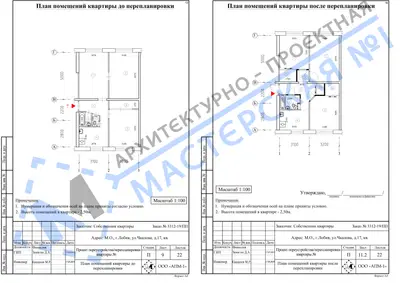 Перепланировка: М.О., г.Лобня, ул. Чкалова, д. 17, кв.