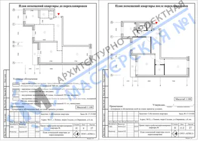 Перепланировка: М.О., г.Химки, мкрн.Сходня, ул.Овражная, д.4, кв.