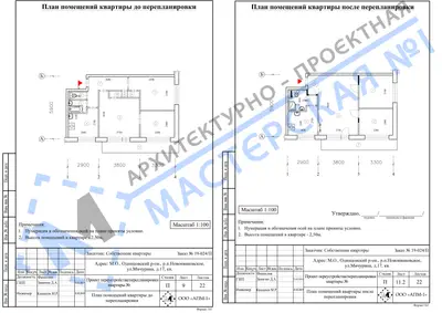 Перепланировка: М.О., Одинцовский р-он, р.п.Новоивановское, ул.Мичурина, д.17, кв.