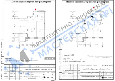 Перепланировка: МО, г.о. Красногорск, ул. Согласия, д. 19, кв.