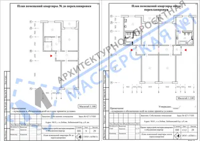 Перепланировка: М.О., г.Лобня, Лобненский б-р, д.9, кв.