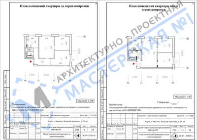 Перепланировка: г.Москва, Зеленый проспект, д.50, кв.