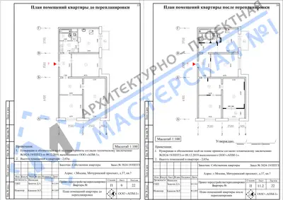 Перепланировка: г.Москва, Мичуринский просп., д.37, кв.